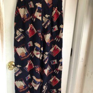 Vintage JH Collectable Nautical Themed Silk Pant Size 4 Elastic back side zip